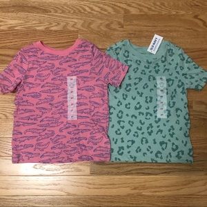 NEW 2T Toddler Old Navy Short Sleeve T-Shirts Pink Alligator Teal Cheetah Print